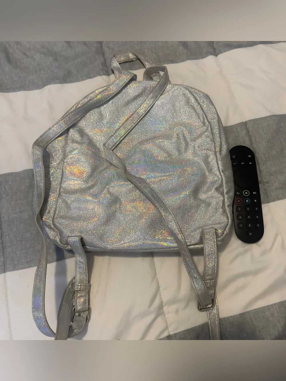 Holographic Silver Mini Backpack